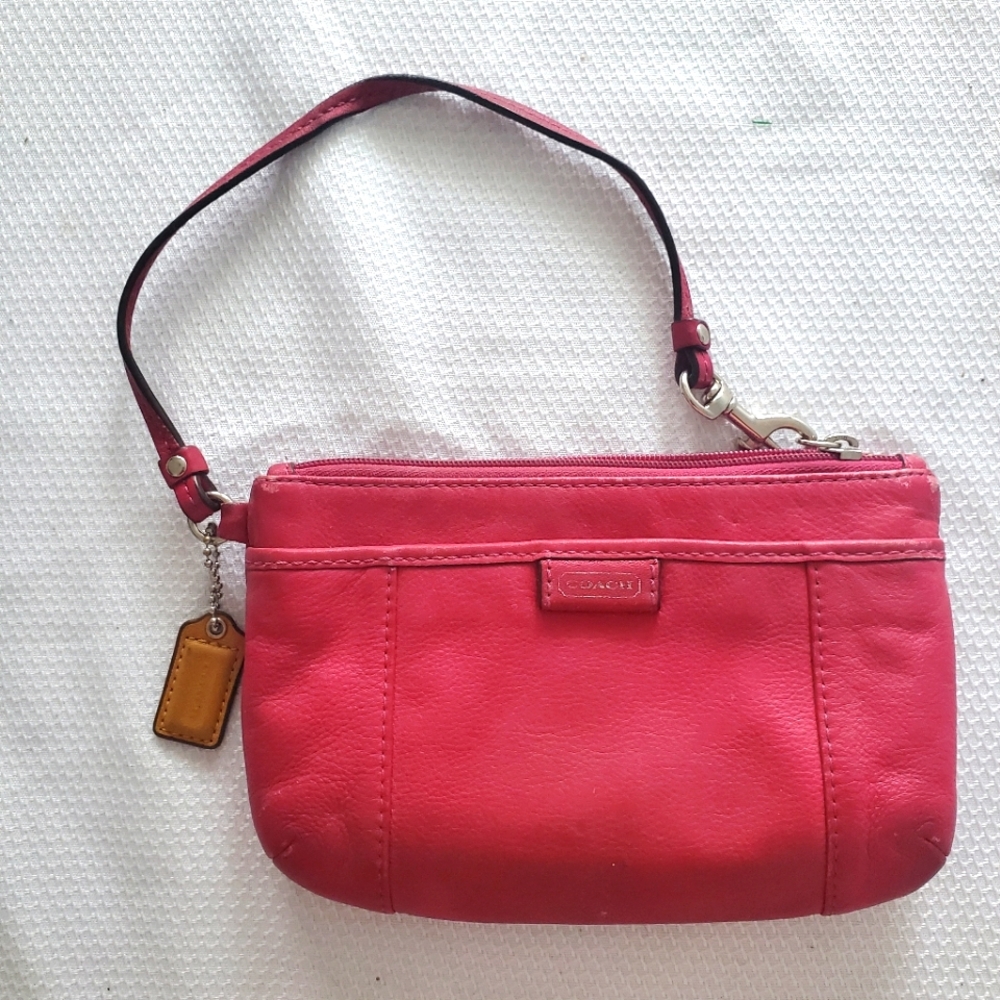 Pink Leather Coach Wristlet
